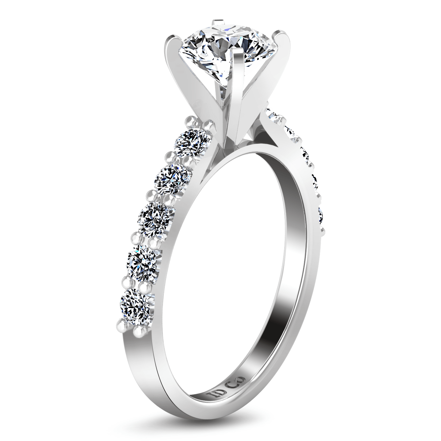 Round Diamond Pave Engagement Ring Cherish 14K White Gold engagement rings imaginediamonds 