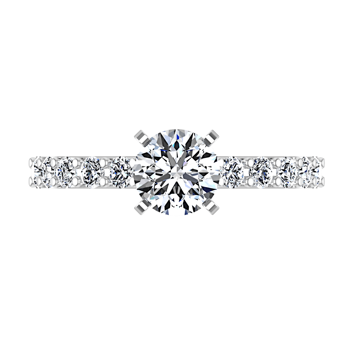 Round Diamond Pave Engagement Ring Cherish 14K White Gold engagement rings imaginediamonds 