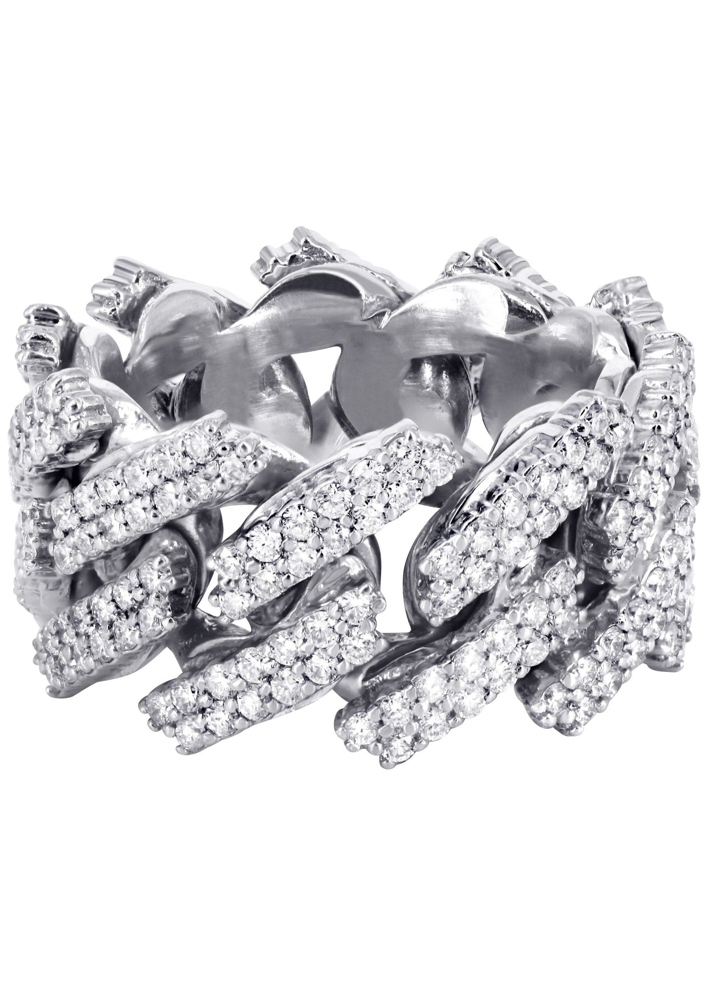 14K White Gold Diamond Cuban Link Ring | 20 Grams | 4.00 Carats MEN'S RINGS FROST NYC 