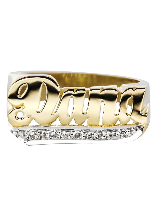 14K Diamond Gold Name Ring