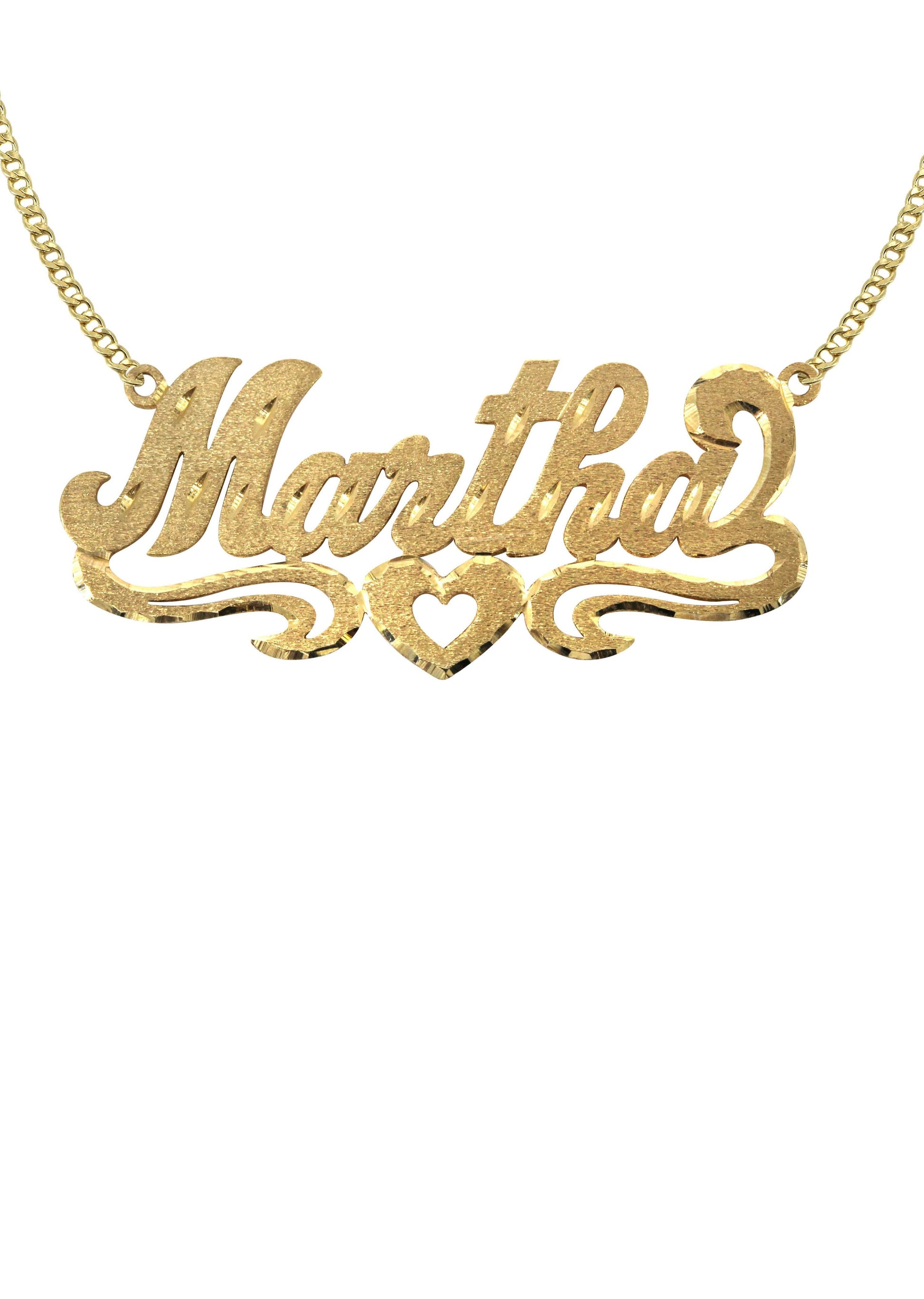 14K Ladies Diamond Cut Heart Name Plate Necklace | Appx. 7.3 Grams Name Plate Manufacturer 16 