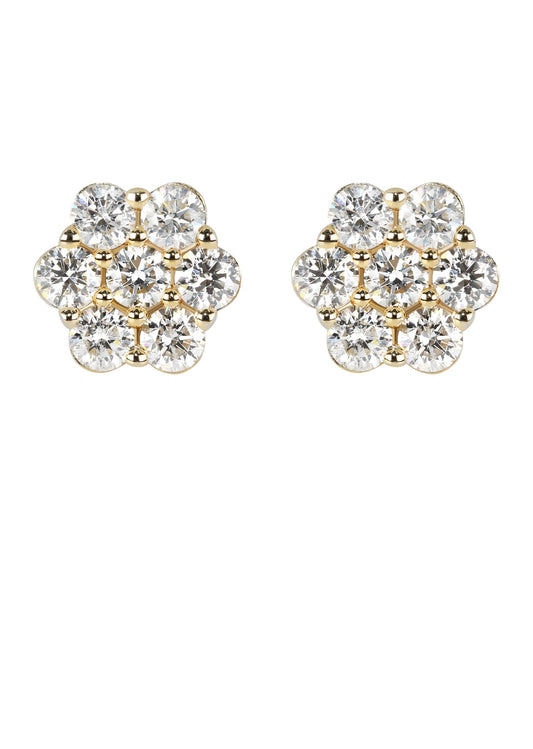 14K Yellow Gold Stud Diamond Earrings 2.53 CT
