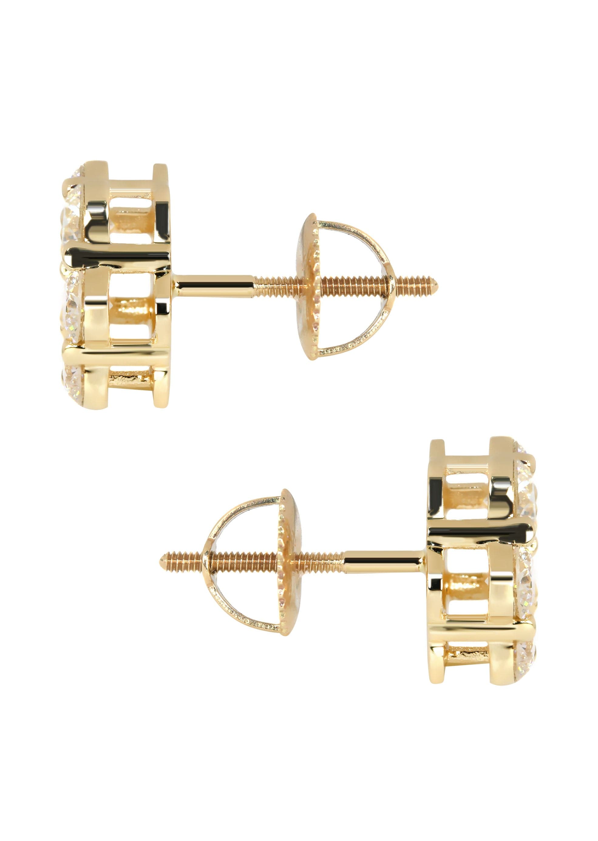 Small Concave Round Simple 14k Yellow Gold Studs Earrings, Ready to Sh