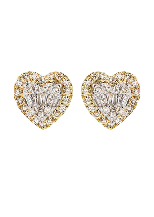 14K Yellow Gold Diamond Baguette Earrings