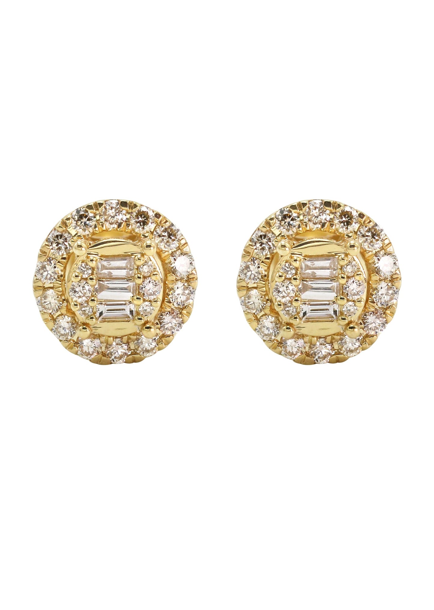 14K Yellow Gold Diamond Baguette Earrings