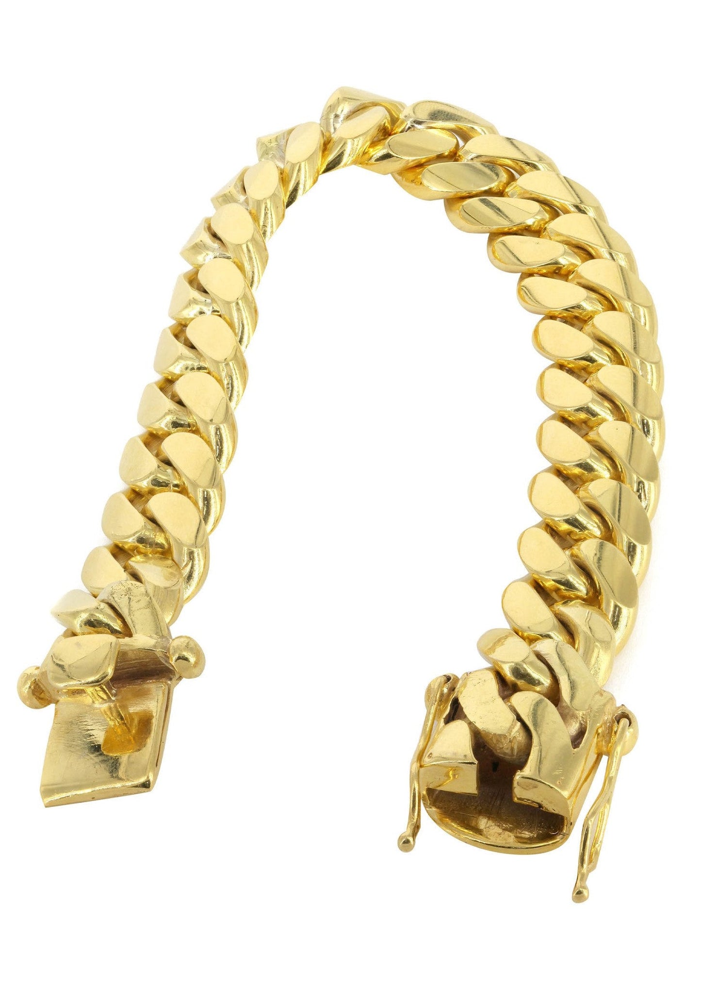 Solid Mens Miami Cuban Link Bracelet 10K Yellow Gold Men's Gold Bracelets FROST NYC 