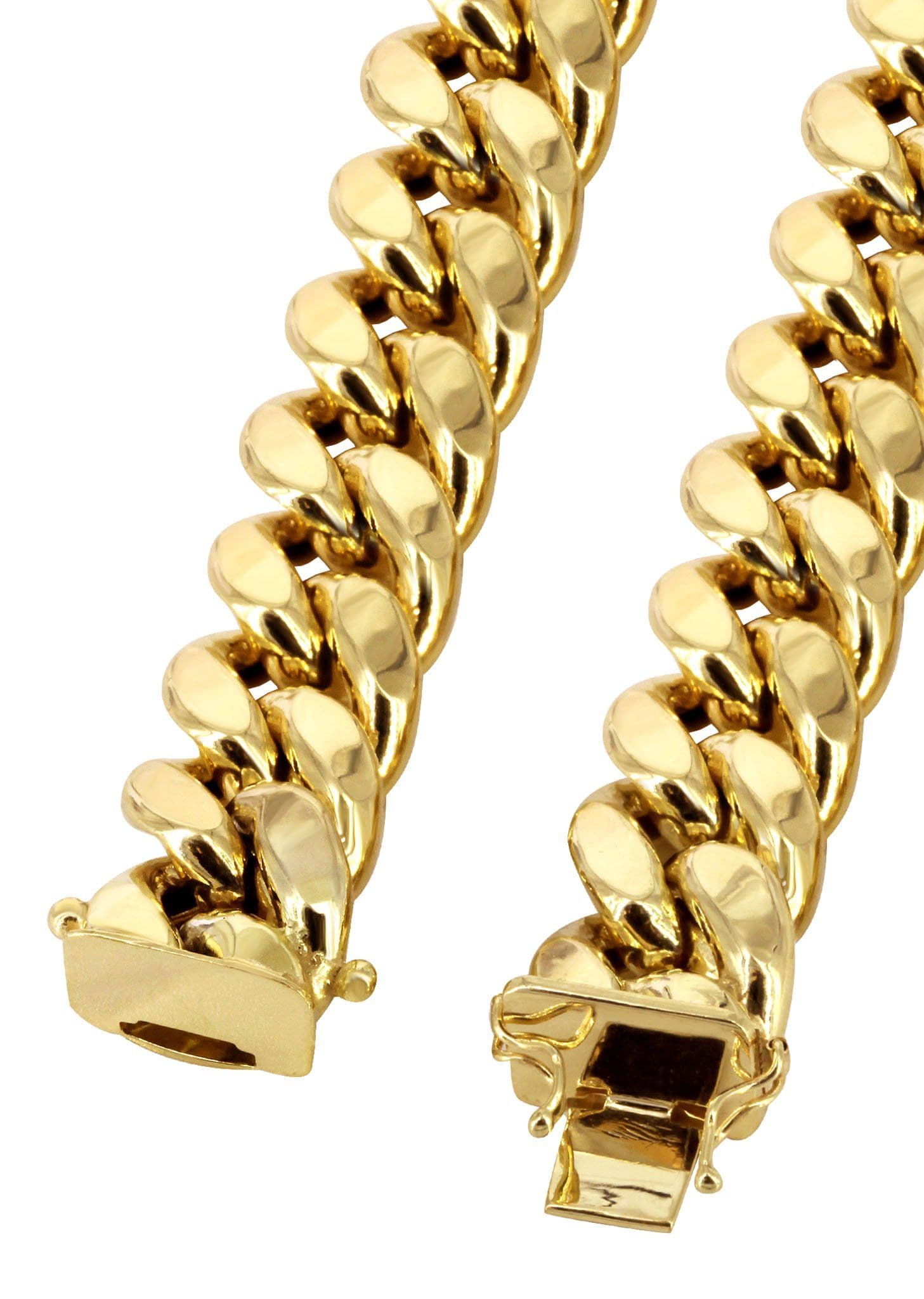 Gold Chain - Mens Hollow Miami Cuban Link Chain 10K Gold MEN'S CHAINS FROST NYC 